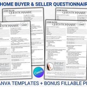 Home Buyers Sellers Questionnaire | Buyer & Seller Packet | Real Estate Marketing |  Buyer Seller Intake Form |  Buying Selling Process