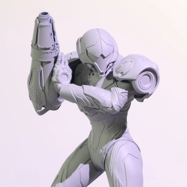 Metroid Dread Samus Figure  |  Unpainted Durable Resin 3D Printed Statue / Model Kit