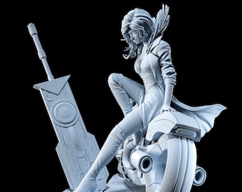 Red from Transistor Figure or Bust  |  Unpainted Durable Resin 3D Printed Statue / Model Kit