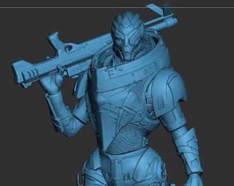 Mass Effect Garrus Figure  |  Unpainted Durable Resin 3D Printed Statue / Model Kit