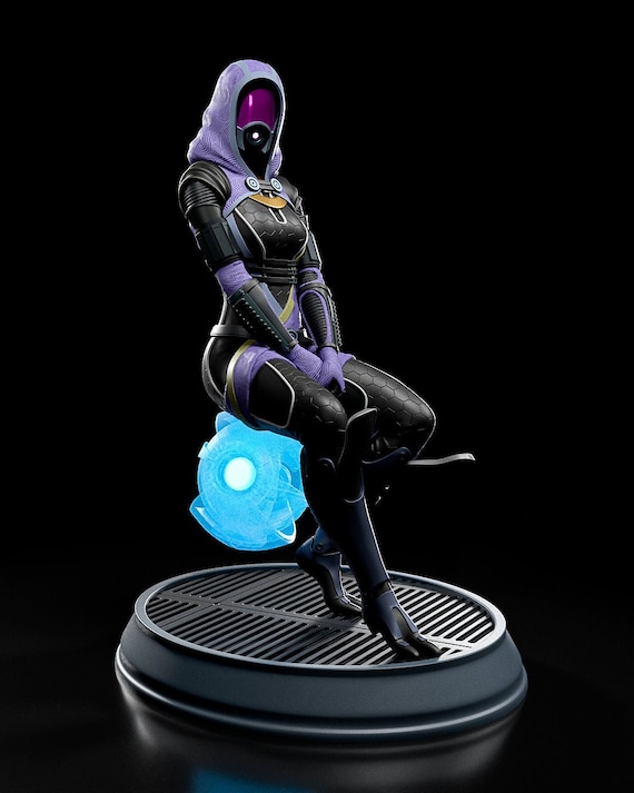 Mass Effect Tali Figure With Clear Blue Drone Unpainted Durable
