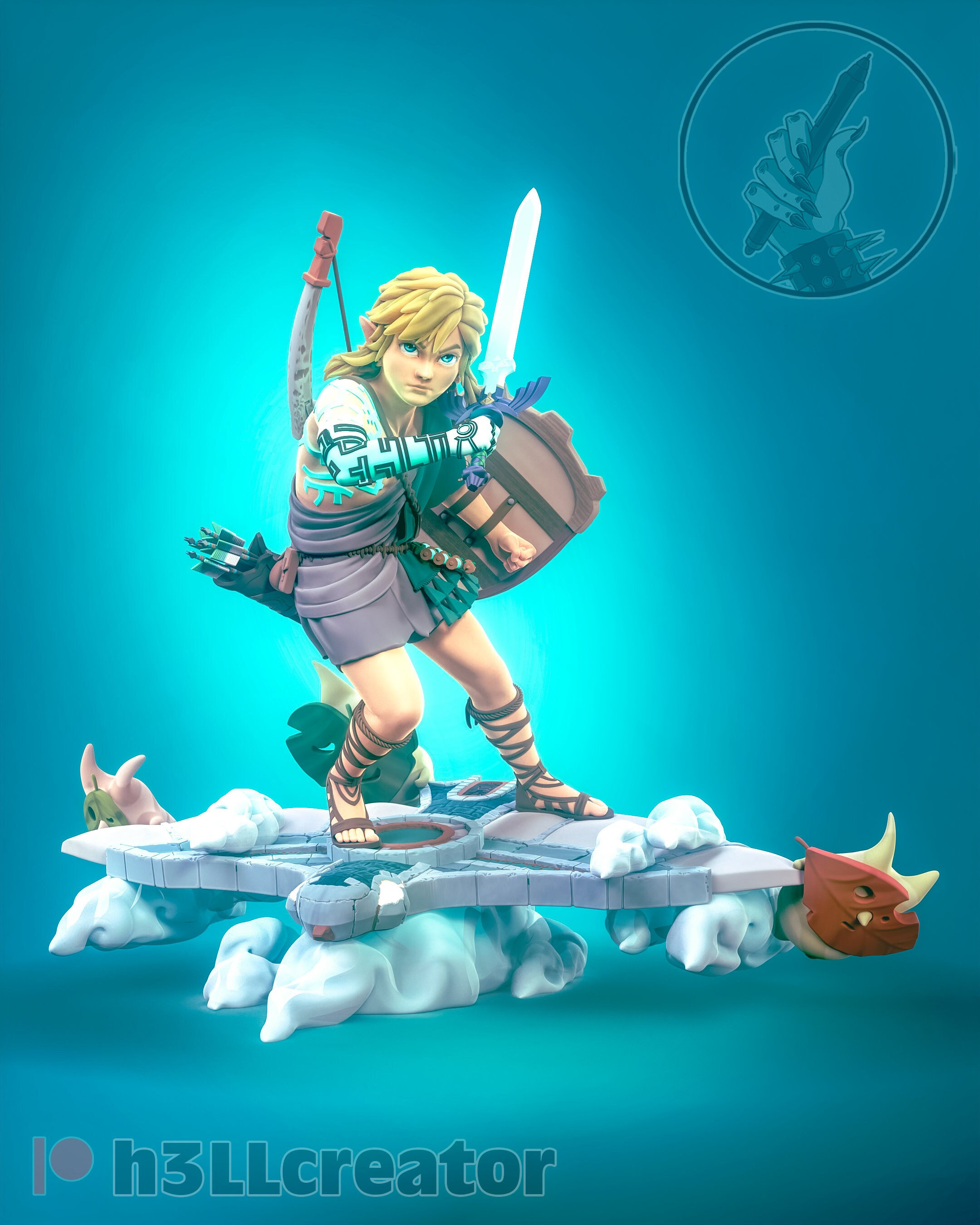 The Legend of Zelda Breath of the Wild Swing Mascot Master Sword Statue in  Box！