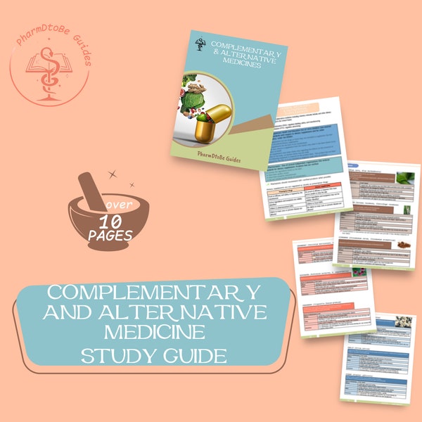 Complementary & Alternative Medicine Study Guide | Herbals, Integrative Therapy | Pharmacy Student | Pharmacy Study Guide | Digital Download