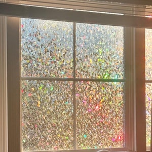 3D Rainbow Window film, Decorative, Anti-UV, Self Adhesive Vinyl Static Privacy Window Film, Stained Glass Window Stickers for Home indoors