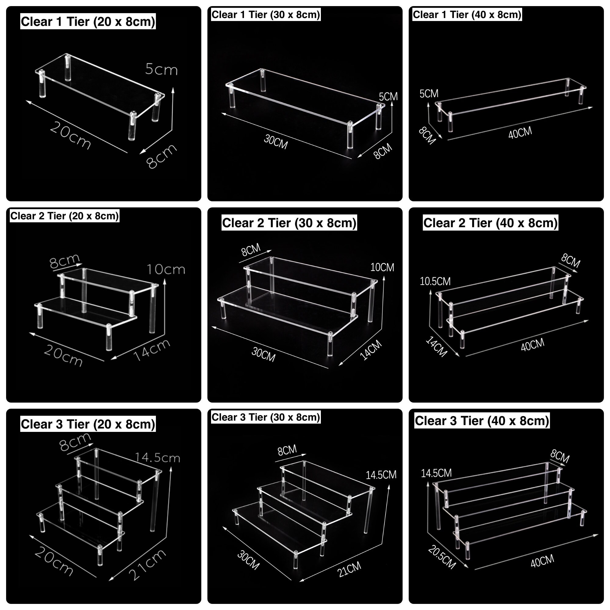 Acrylic Wooden Display Stand Transparent Ladder Shelf Etsy