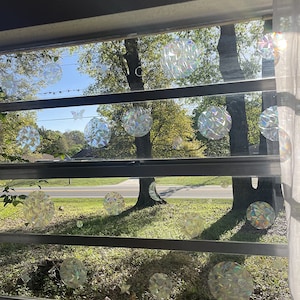 Sun Catcher Circle Window Clings, Anti-Collision Window Decals, Save Birds from Window Collision, Non Adhesive Prismatic Vinyl Window Clings