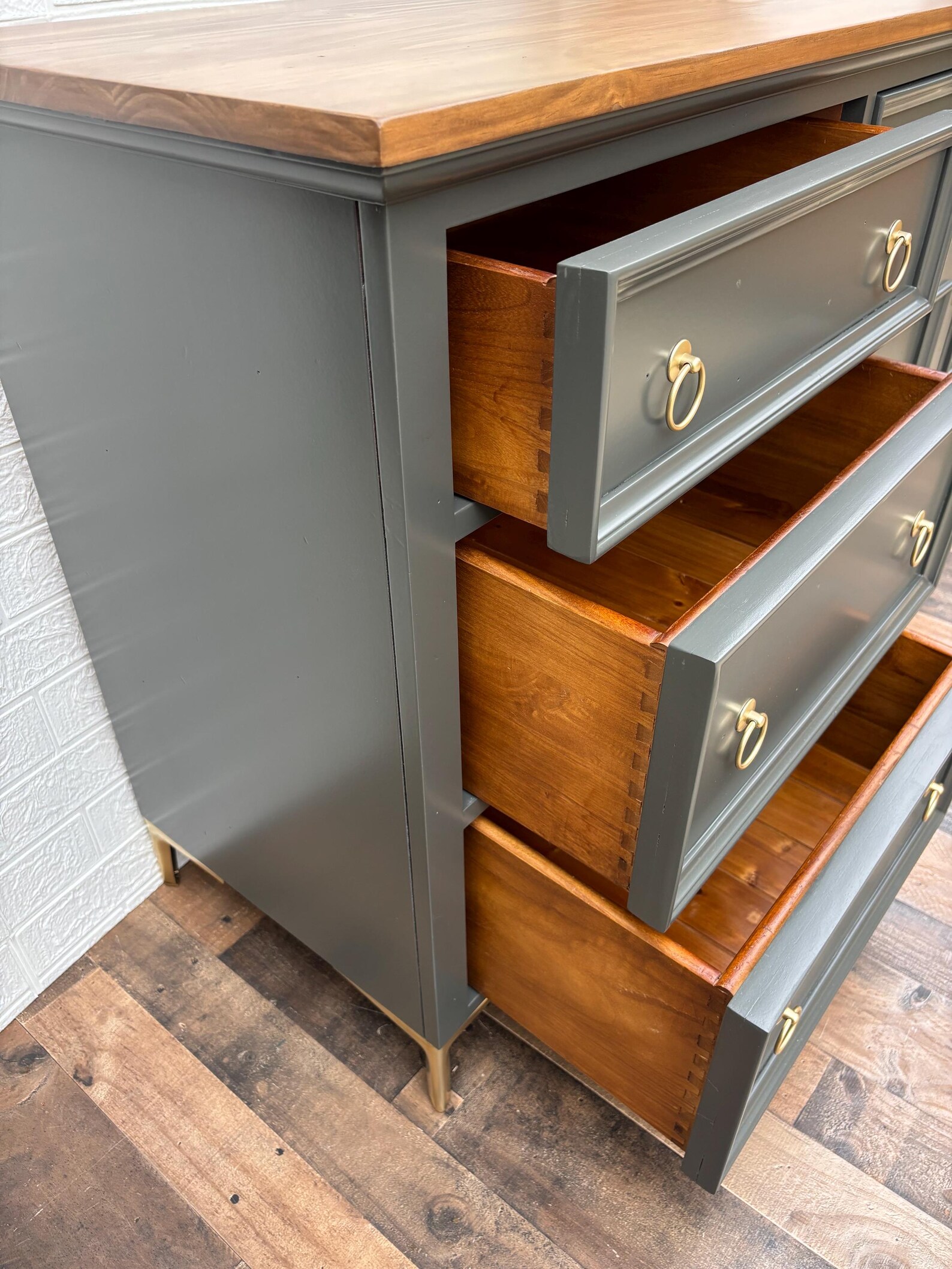 SOLD - Refinished 7-drawer Dresser: Elegant Gold Accents - Etsy