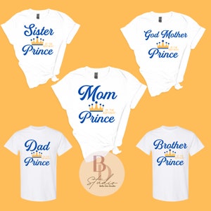 Birthday Boy Family Shirts, First Birthday, Birthday Prince, Royal Blue Tee