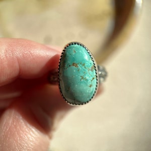 Sterling silver and Fox turquoise ring