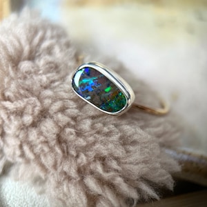 Sterling silver and Australian opal ring