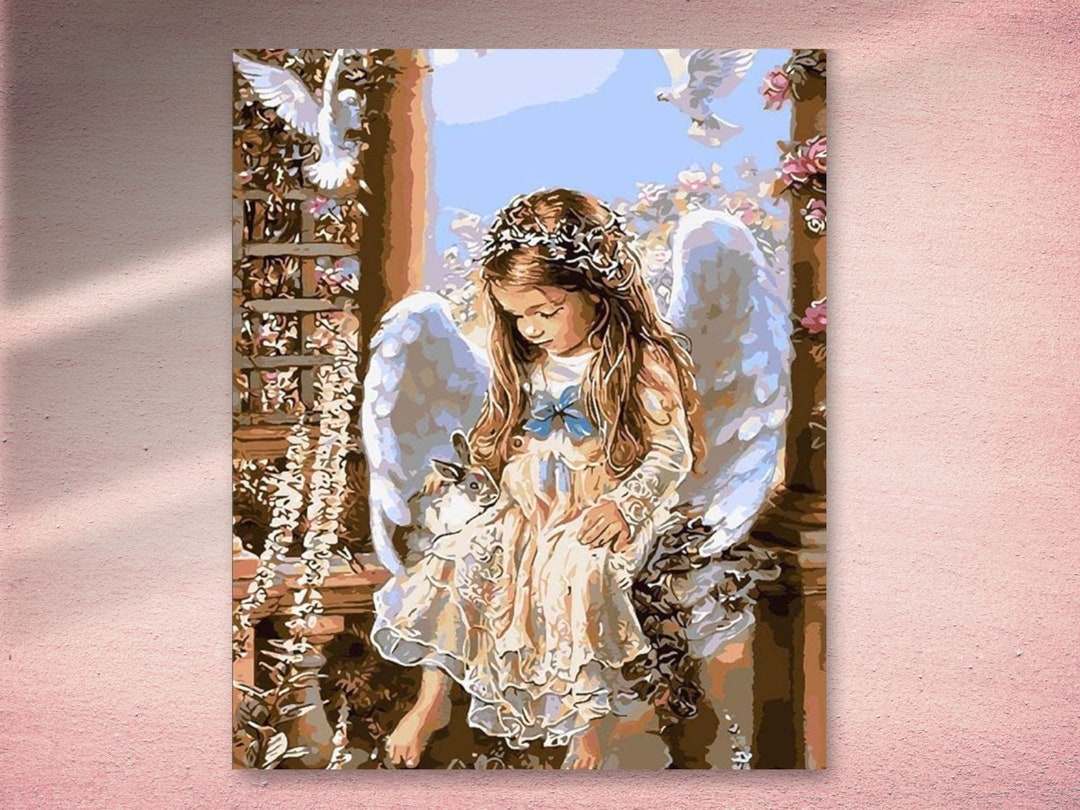 Angel Paint by Numbers Religious Painting DIY Kit Christian Etsy