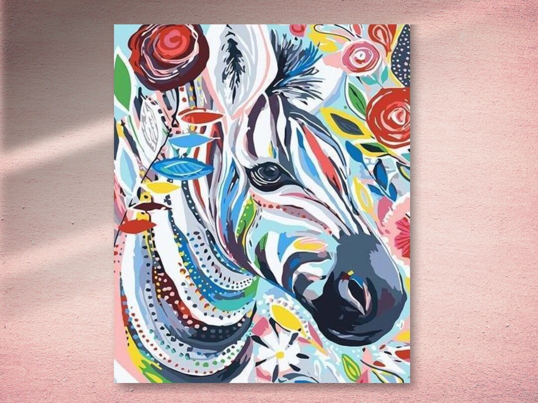 Zebra Paint by Numbers Kids DIY Animal Prints Fun DIY Art Etsy