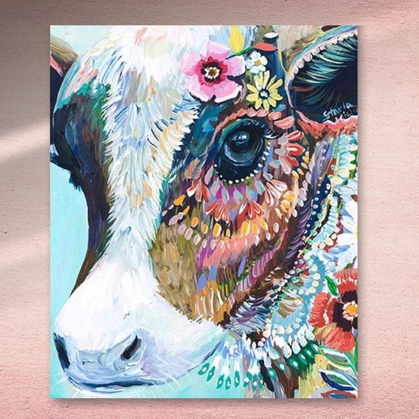 Paint by Number Cow Etsy