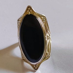 Black Obsidian Ring, Brass Ring, Statement Ring, Obsidian Jewelry,Obsidian Ring, Vintage Ring, Boho Rings Gemstone Ring, Rings For Her