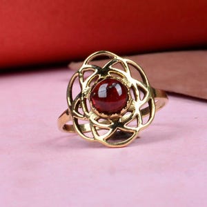 Natural Red Garnet Ring, 925 Sterling Silver Ring, Brass Gold Plated Ring, Red Stone Ring, Wedding Ring, Engagement Ring, Garnet Jewelry