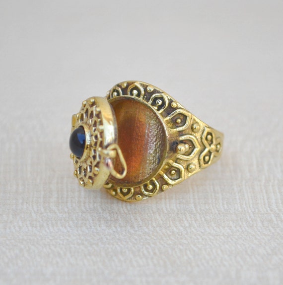 Black Onyx Poison Ring, Black Onyx Ring, Black Onyx Gold Ring, 925 Sterling Silver Ring, Box Ring, Brass Onyx Ring, Christmas Gift Jewelry