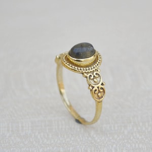 Natural Labradorite Ring, Labradorite Brass Ring, Brass Gold Plated Ring,  925 Sterling Silver  Ring, Boho Ring, Labradorite Jewelry for Her