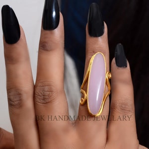 Silver Rose Quartz Ring, 925 Sterling Silver Big Stone Ring, Designer Handmade Silver Ring, Women Jewelry, Valentine&#39;s Day Gift