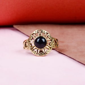 Black Onyx Ring, Onyx Ring, Black Stone Ring, 925 Sterling Silver Ring, Birthday Gift Jewelry, Brass Gold Plated Ring, Engagement Ring