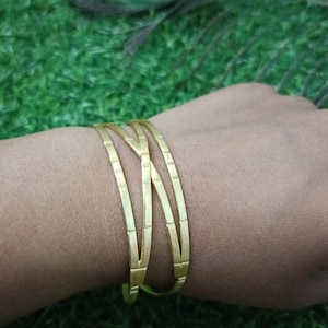 Adjustable Cuff Bracelet-18k Gold Plated Brass Bracelet-Unisex Bracelet-Hammered Bracelet-Cuff Jewelry-Gold Cuff Bracelet-Gift for Her