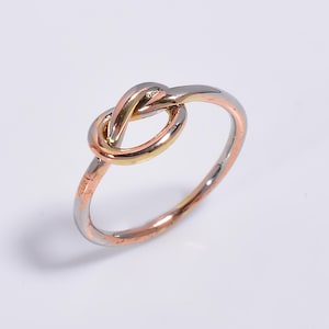 Double Knot Ring, Knot Promise Ring, Gold Filled Ring, Love Knot Ring, Delicate 18k Gold & Sterling Silver Infinity Love Knot Promise Ring