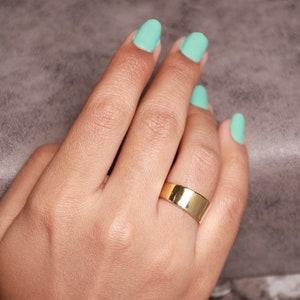 Thick Band Ring, Adjustable Band Ring, 18kt Gold Plated Ring, 925 Sterling Silver Adjustable Ring, Brass Ring, Statement Ring Christmas Gift