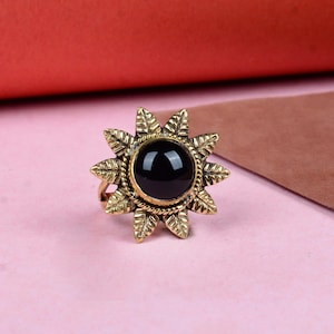 Natural Black Onyx Ring, Onyx Ring, 925 Sterling Silver Ring, Brass Gold Plated Ring, Engagement Ring, Black Onyx Gold Ring, Gift for Her