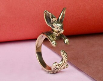 Kangaroo Ring, Adjustable Ring, Brass Gold Plated Ring, 925 Sterling Silver Ring, Kangaroo Design Ring, Animal Theme Ring, Halloween Gift