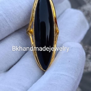 Natural Black Onyx Ring, Brass Gemstone Ring, Gemstone Ring, gold Ring, Handmade Ring, Woman Ring, Celebration Ring, Big Stone Gold ring