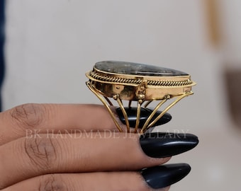 Compartment Ring, Labradorite Ring, Labradorite Poison Ring, Secret Box Ring, Statement ring, Pill  Box Ring Jewelry, Boho Ring ,Gift Ring