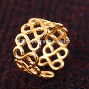 Zig Zag Ring, Gold Brass Ring, Wedding Ring, Anniversary Ring, Gift for her, Solid Brass Ring ,Valentine Gifts