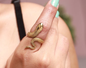 18k Gold Snake ring, snake ring, adjustable Serpent Band, statement ring, Snake jewelry, Stacking Animal rings, Dainty ring, bohemian ring