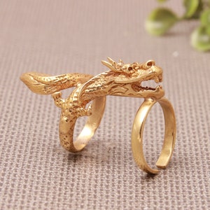 18k gold Dragon full finger ring, arthritis ring, unique ring, animal lover ring, dragon ring, splint animal ring, EDS ring, men ring