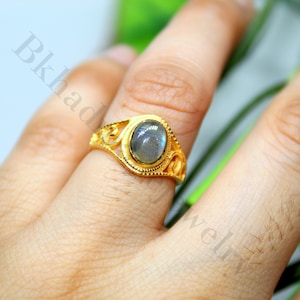 Labradorite Gold Ring, 925 Sterling Silver Ring, Brass Gold Plated Ring, Labradorite Jewelry, Wedding Ring, Engagement Ring, Christmas Gift