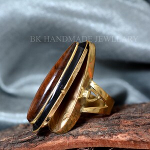 Tiger Eye Pill Box Ring, Valentine Gift, Tiger eye Gemstone Ring , Handmade Ring,Poison Ring, Openable Secret Compartment Ring Best Gift