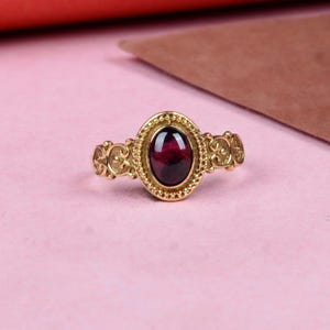 Natural Red Garnet Ring, 925 Sterling Silver Ring, Brass Gold Plated Ring, Red Stone Ring, Gift for Wife Mom, Wedding Ring, Engagement Ring