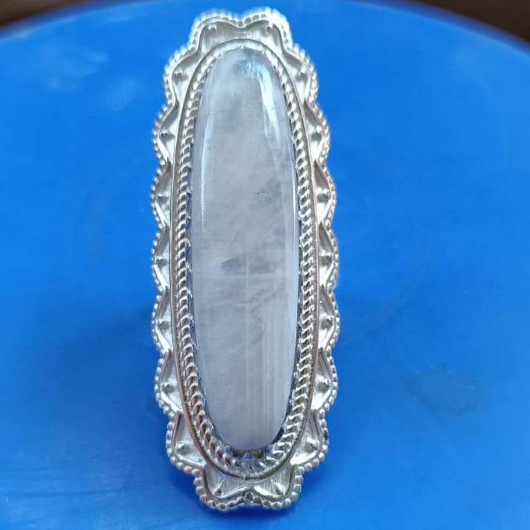 Long Stone Rings Moonstone Ring, Large Stone Ring, Long Moonstone Ring, 925 Sterling ...
