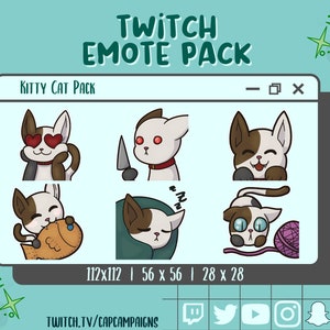 Kawaii Cat Emotes - Twitch, Discord, Facebook