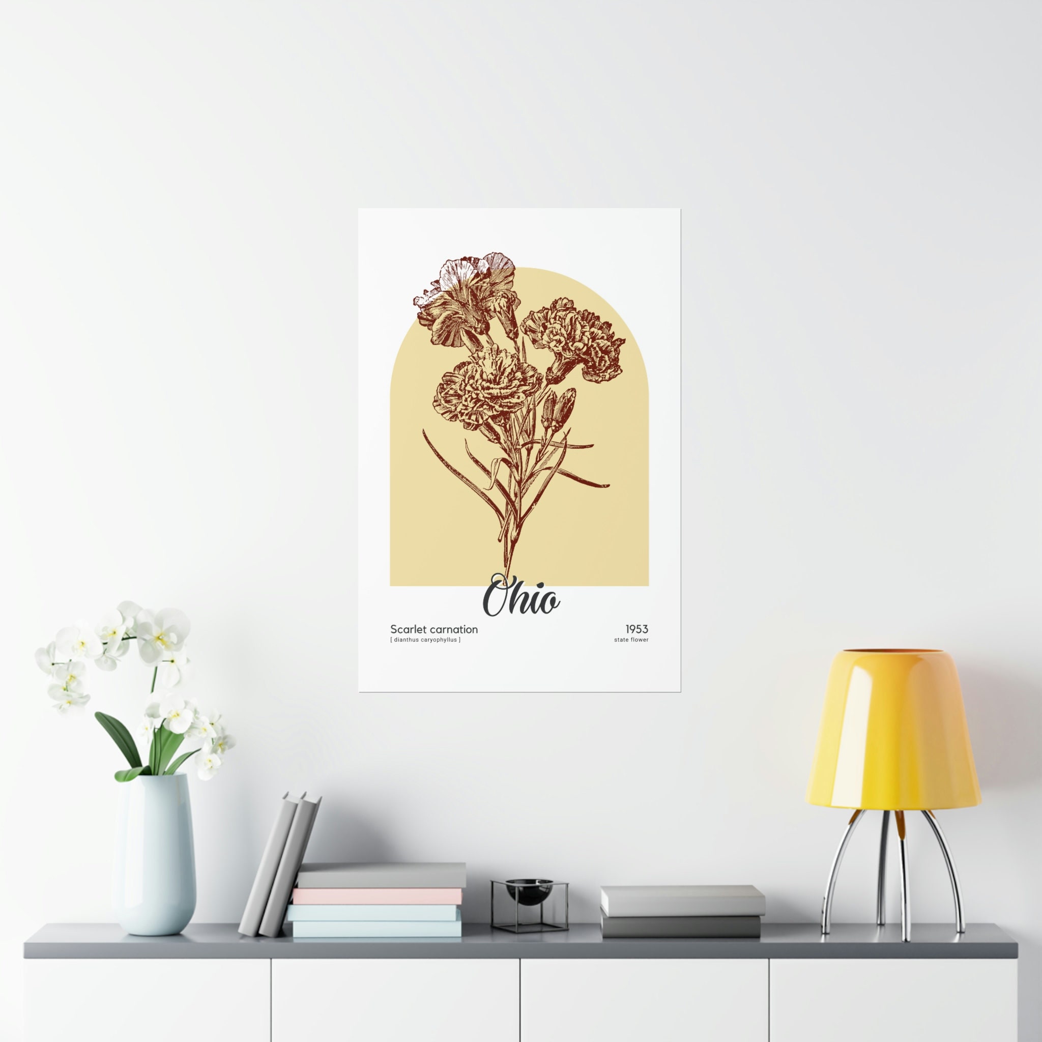 Ohio Red Carnations State Flower  Ohio State Gifts Poster for