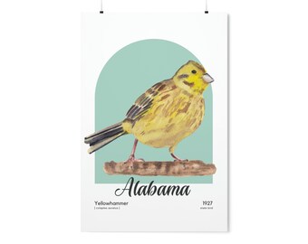 Alabama State Bird Poster, Yellowhammer Wall Art, Northern Flicker, Colaptes Auratus