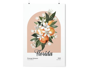 Florida State Flower Poster, Orange Blossom Wall Art