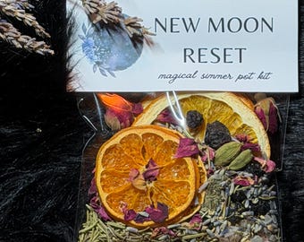 Kit de infusión para la Luna Nueva / Establecimiento de intenciones, manifestación, nuevos comienzos y rituales lunares / Fragancia botánica para el hogar