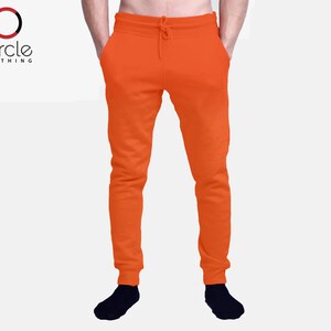 Men's Casual Jogger Sweatpants Basic Fleece Slim Fit Pant Elastic Waist Orange S-2XL