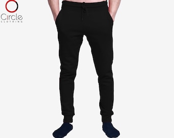 Men's Casual Jogger Sweatpants Basic Fleece Slim Fit Pant Elastic Waist Black S-2XL