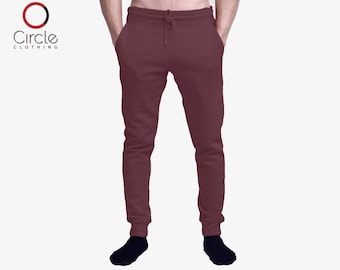 Men's Casual Jogger Sweatpants Basic Fleece Slim Fit Pant Elastic Waist Solid Colors S-2XL