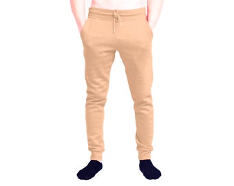 Men's Casual Jogger Sweatpants Basic Fleece Slim Fit Pant Elastic Waist Multi Solid Color S-2XL