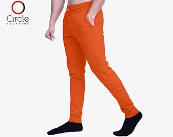 Men's Casual Jogger Sweatpants Basic Fleece Slim Fit Pant Elastic Waist Solid Color S-2XL