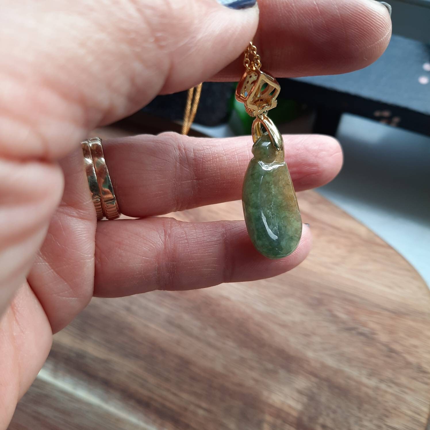 米国関税込み - ビルマ産翡翠ペンダントチャームネックレス / グレード