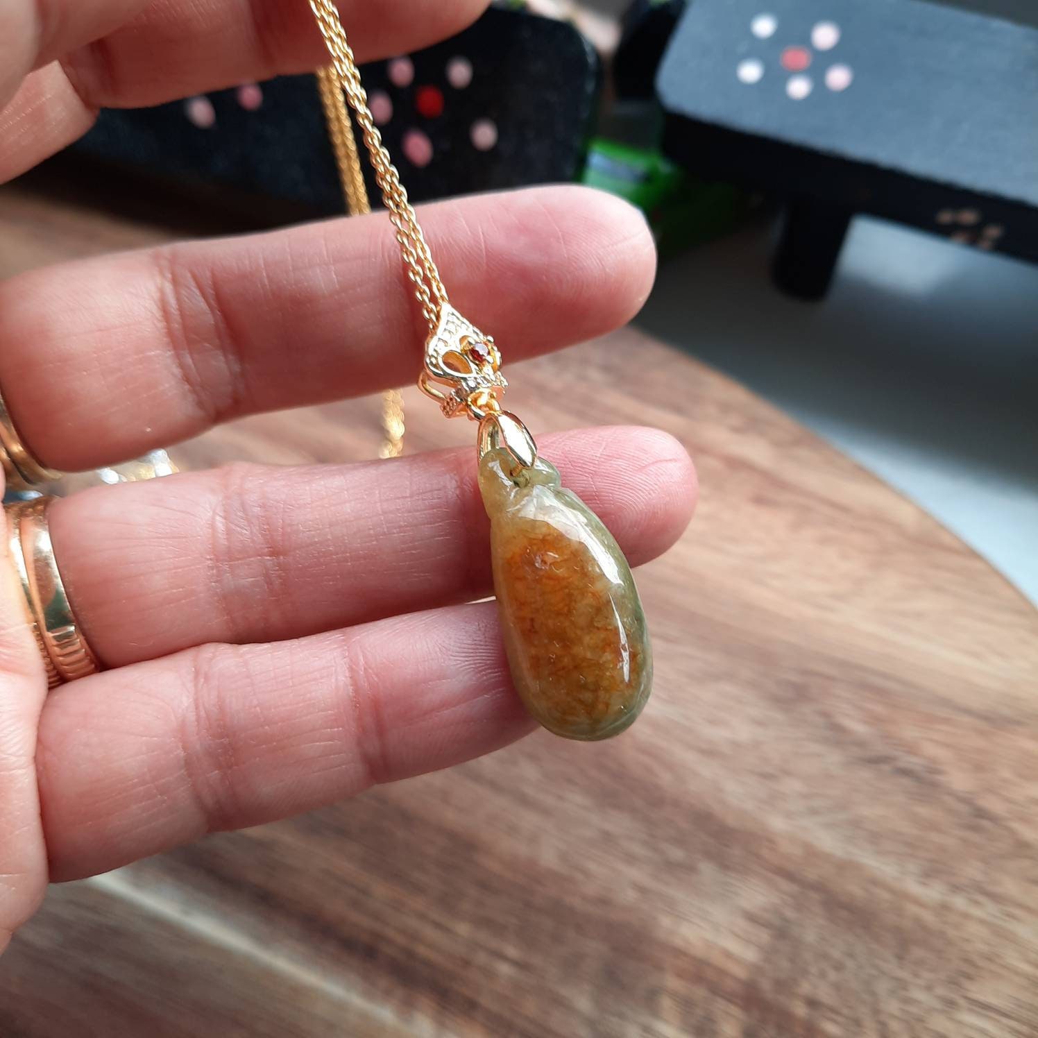 米国関税込み - ビルマ産翡翠ペンダントチャームネックレス / グレード