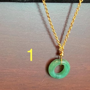 Jadeite dainty minimalist fashion apple green charm donut /necklace  typeA 14k gold filled chain H88